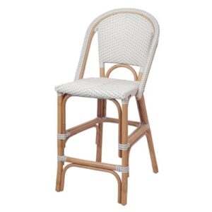 Home Square 25.5" Rattan Bistro Counter Stool in White - Set of 3