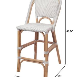 Home Square 25.5" Rattan Bistro Counter Stool in White - Set of 3