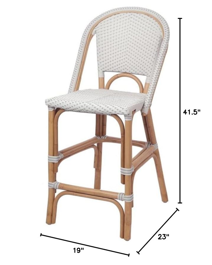 Home Square 25.5" Rattan Bistro Counter Stool in White - Set of 3