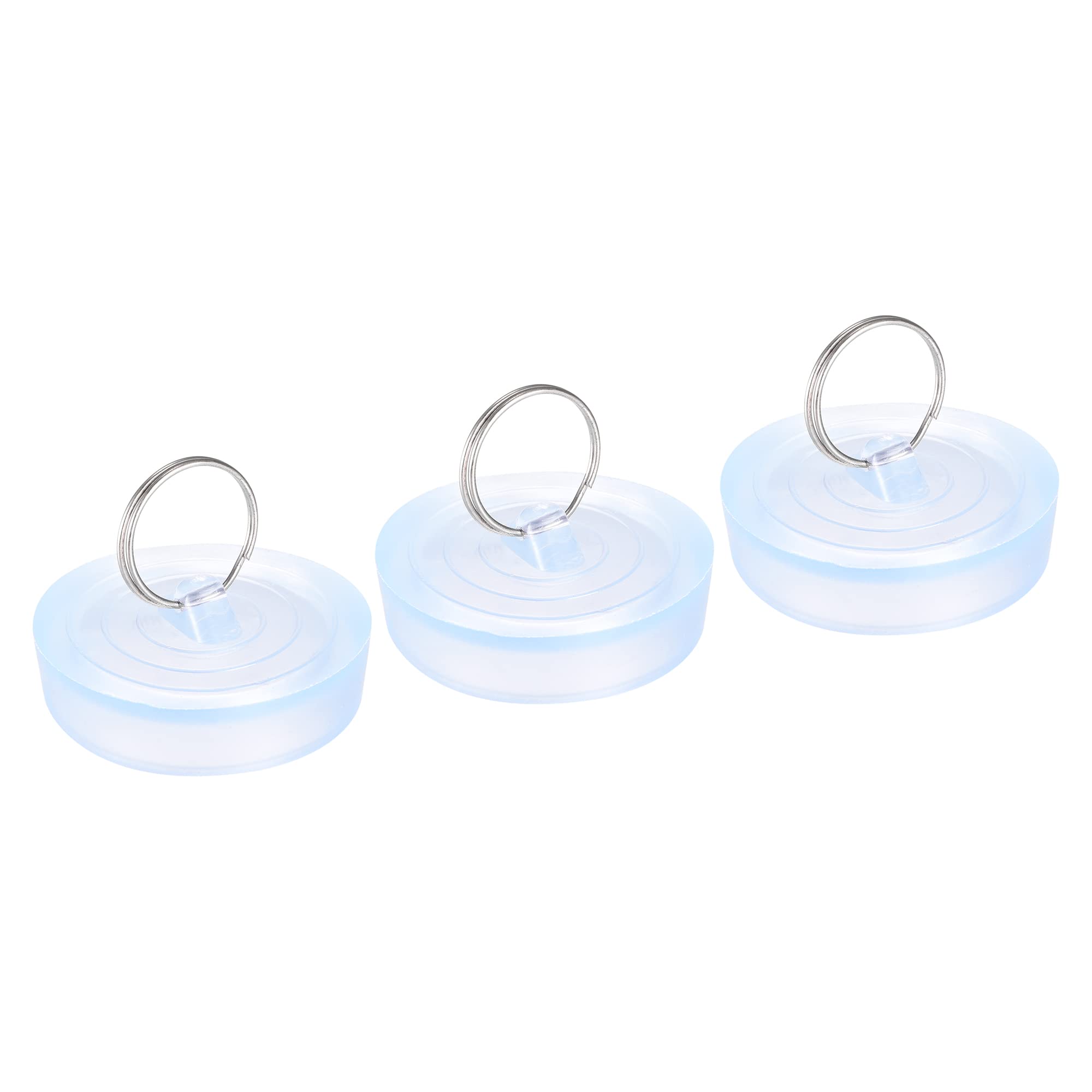 uxcell Rubber Sink Plug, Clear Drain Stopper Fit 2" to 2-1/16" Drain with Hanging Ring for Bathtub Kitchen and Bathroom 3pcs