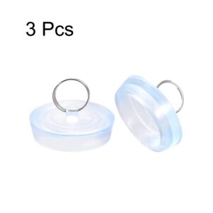 uxcell Rubber Sink Plug, Clear Drain Stopper Fit 2-1/8" to 2-3/16" Drain with Hanging Ring for Bathtub Kitchen and Bathroom 3pcs