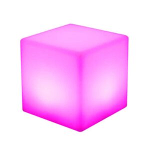 led square cube chair 16 rgb color changing light up rechargeable module with remote waterproof glow table outdoor patio partycube stool seat atmosphere lamp (charge 17.1 inch cube)