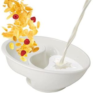 3.94"x7.09"never soggy cereal bowl separated anti soggy crunch snack and dip bowls plastic cereal bowl divided milk for snack milk topping yogurt & berries fries ketchup…