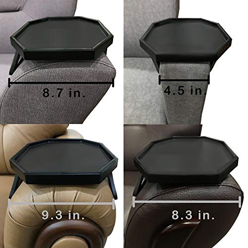 Xchouxer Sofa Arm Clip Table, Armrest Tray Table, Drinks/Remote Control/Snacks Holder,2.5D x 9W x 4.5H in (Black) …