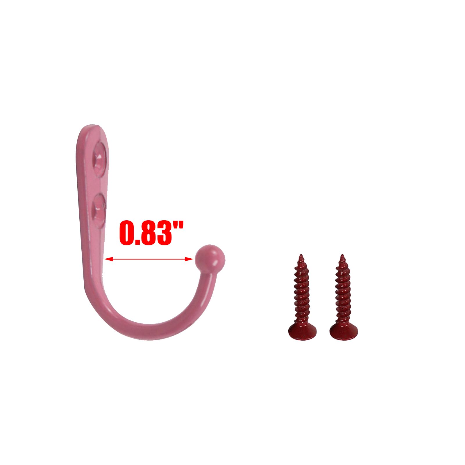 MY MIRONEY 10 Pack Pink Coat Hooks 1.73" x 0.51" Zinc Alloy Wall Mounted Hanger Hook Hardware Wall Hooks for Hanging Coat, Towel, Key, Hat, Cap, Cup