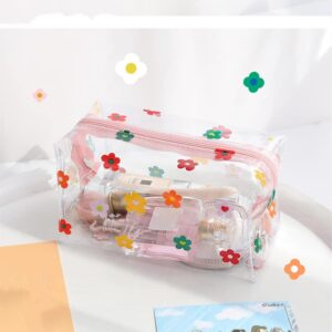 Cute Pencil Case Preppy Floral Pencil Pouch Big Capacity Preppy Stuffs Gift Clear Kawaii Makeup Cosmetic Travel Bag (floral)