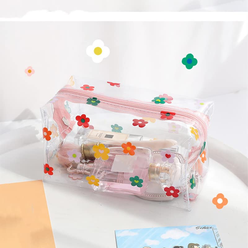 Cute Pencil Case Preppy Floral Pencil Pouch Big Capacity Preppy Stuffs Gift Clear Kawaii Makeup Cosmetic Travel Bag (floral)