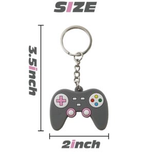 NSBELL 24PCS Video Game Controller Keychains in 6 Colors Video Game Party Controller Handle Key Ring Game Controller Keychain for Video Game Party Favors Birthday Baby Shower