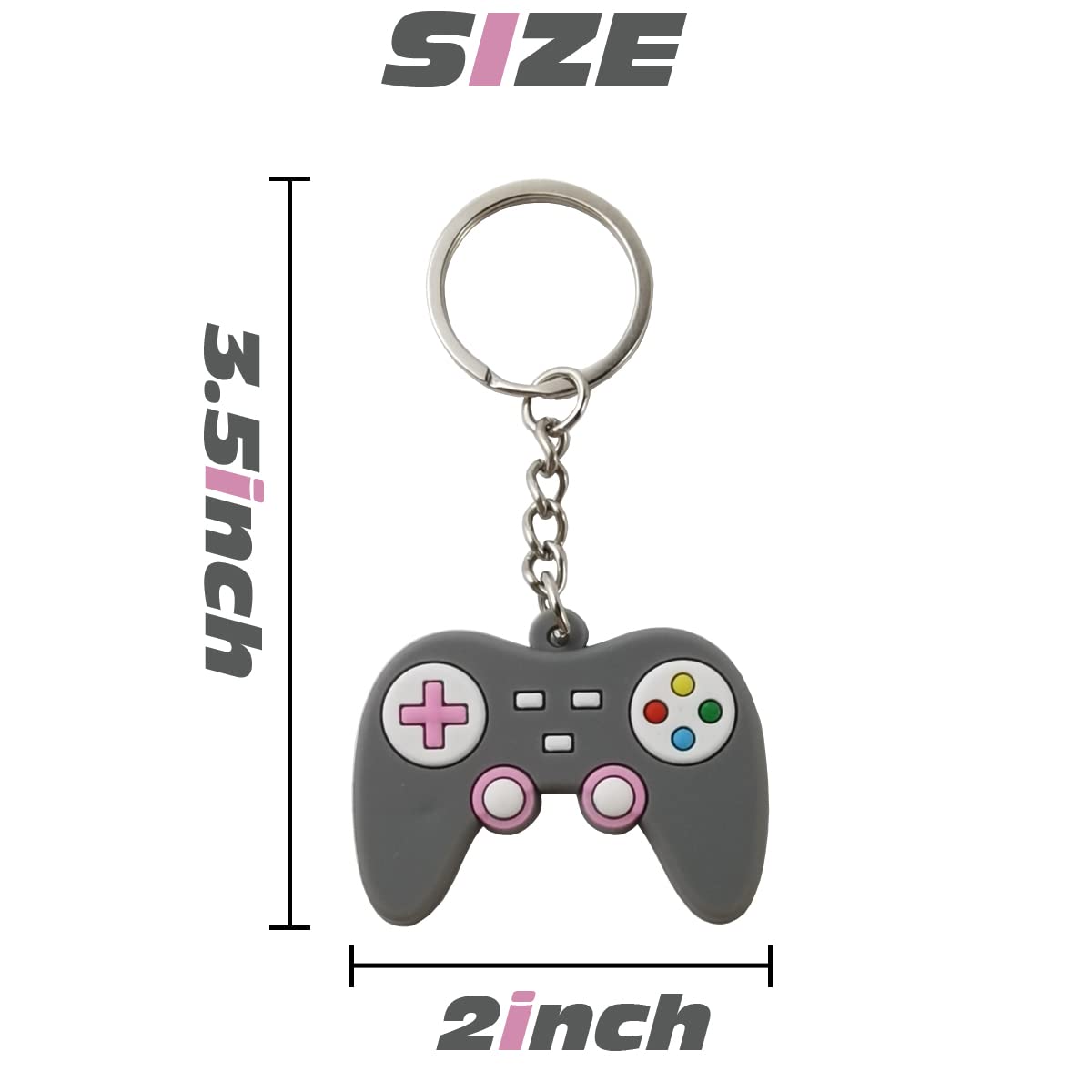 NSBELL 24PCS Video Game Controller Keychains in 6 Colors Video Game Party Controller Handle Key Ring Game Controller Keychain for Video Game Party Favors Birthday Baby Shower