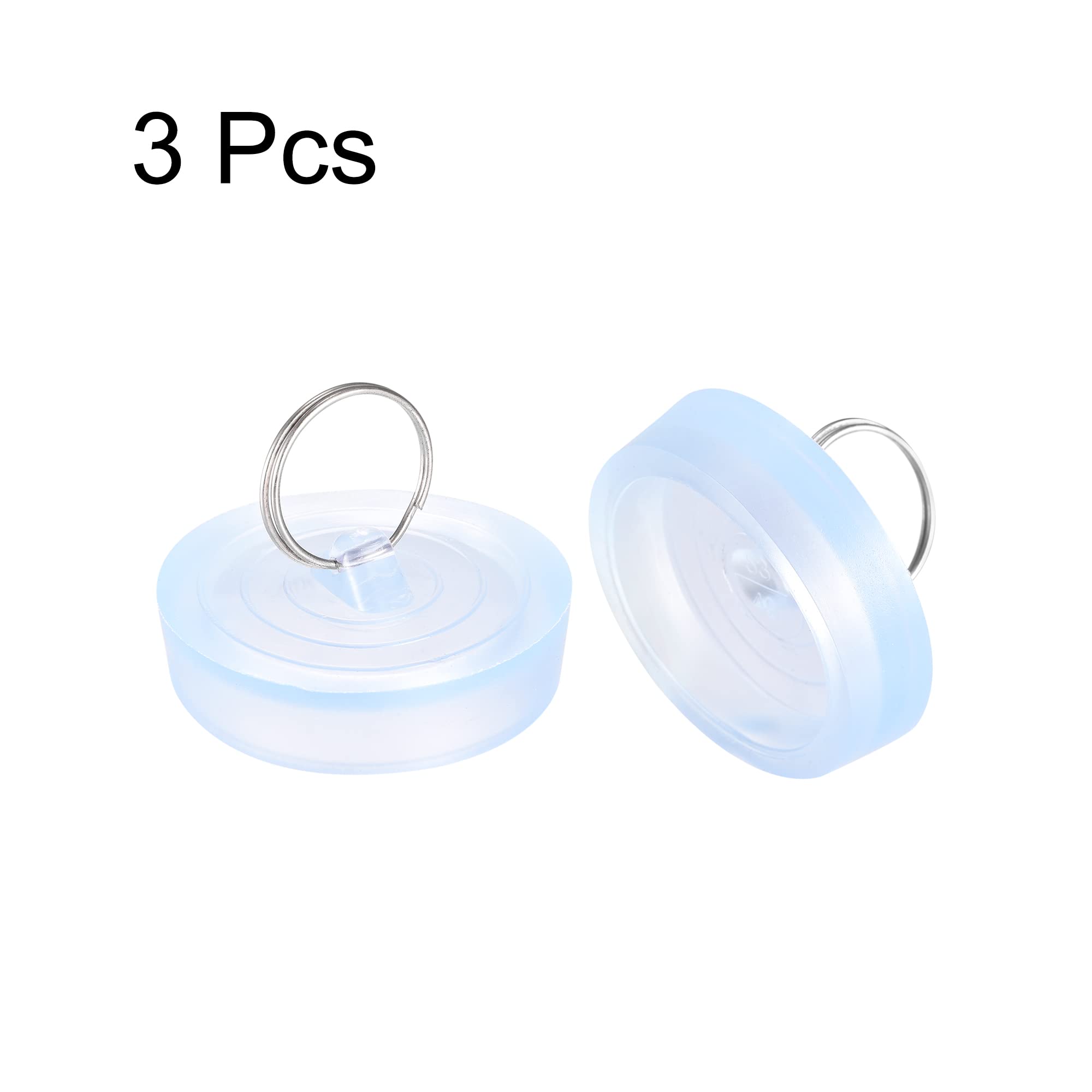 uxcell Rubber Sink Plug, Clear Drain Stopper Fit 2" to 2-1/16" Drain with Hanging Ring for Bathtub Kitchen and Bathroom 3pcs