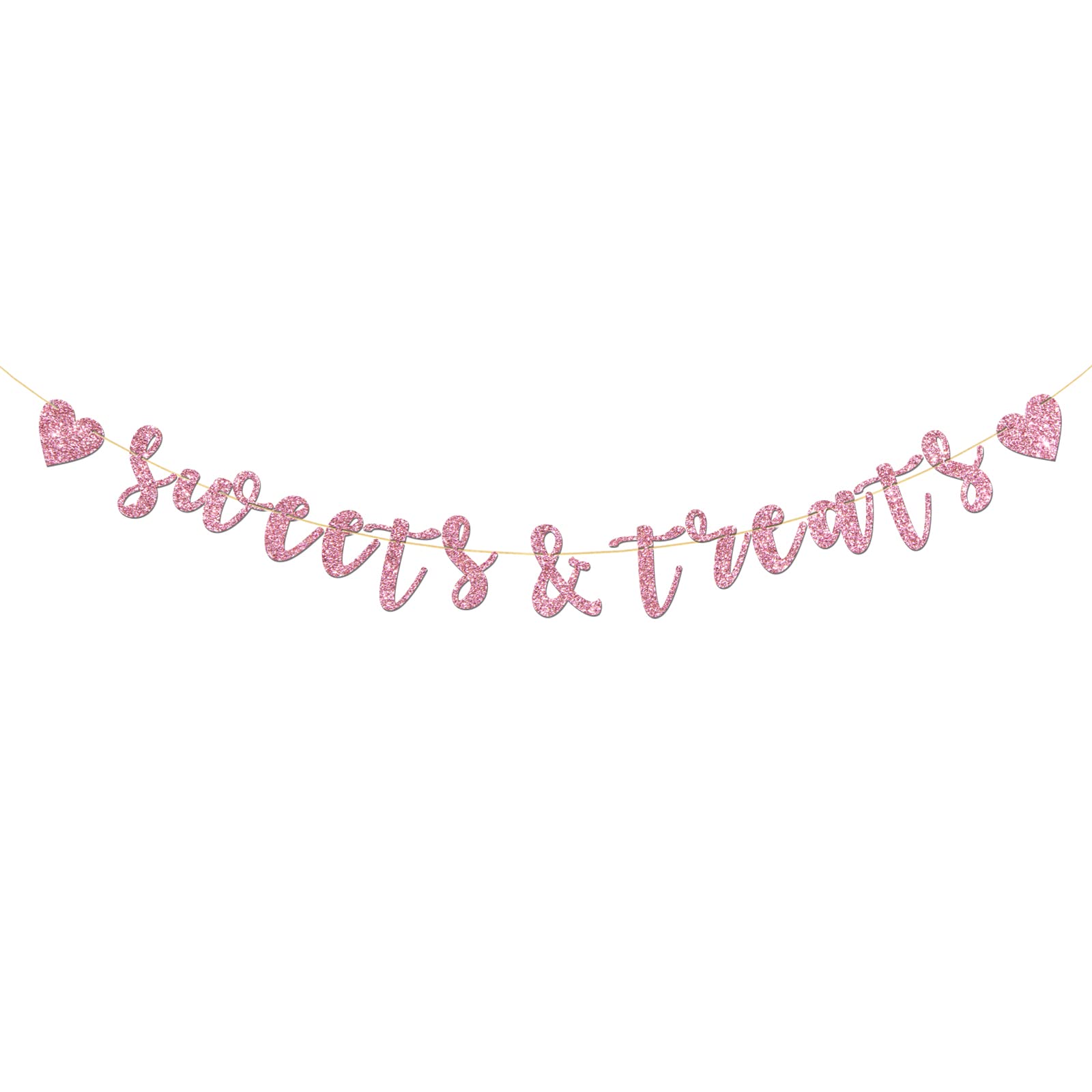 Talorine Sweets & Treats Banner, Bridal Shower, Engaged, Wedding Anniversary, Children Birthday Party Decorations (Pink Glitter)