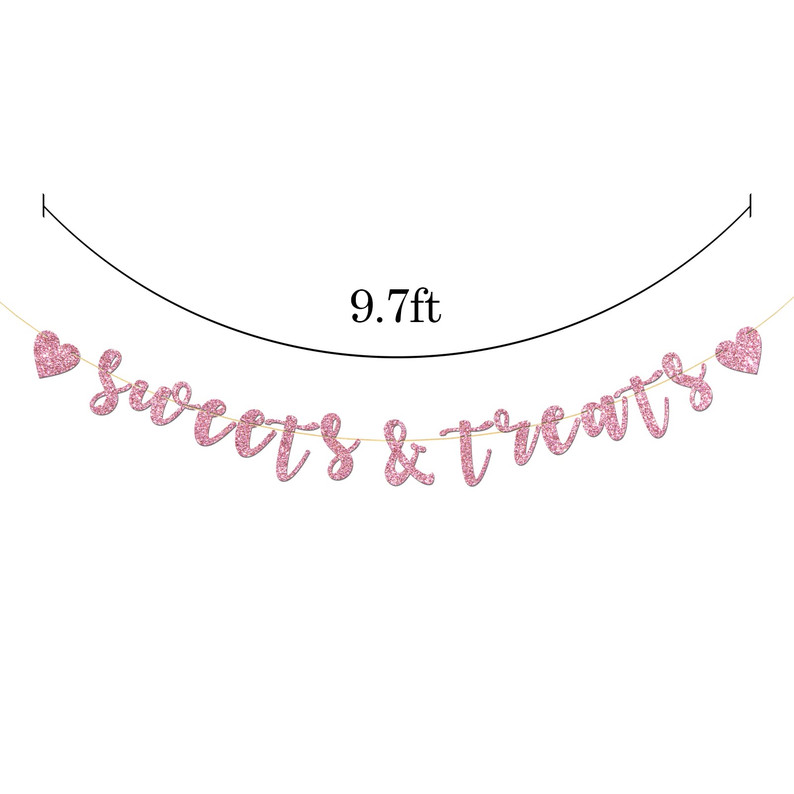 Talorine Sweets & Treats Banner, Bridal Shower, Engaged, Wedding Anniversary, Children Birthday Party Decorations (Pink Glitter)