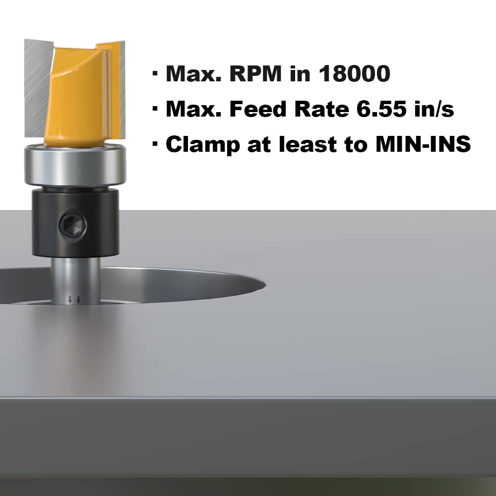 FivePears Pattern Flush Trim Router Bit 1/4 Inch Shank, 1/2 Inch Cutting Diameter, 1/2 Inch Cutting Length, Top Bearing Flush Straight Cut Trim Router Bit for Woodworking