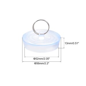 uxcell Rubber Sink Plug, Clear Drain Stopper Fit 2-1/8" to 2-3/16" Drain with Hanging Ring for Bathtub Kitchen and Bathroom 3pcs