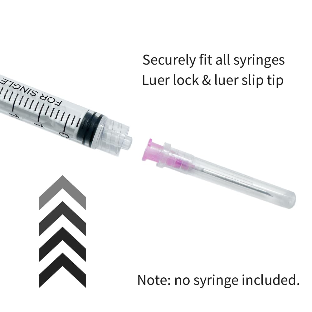 Dispensing Needle with Cap, Sterile Disposable Injection Luer Lock Luer Slip Syringe Accessories, Individually Sealed for Lab, Refilling Liquid, Livestock, Pet (18G-1.0Inch, 20)