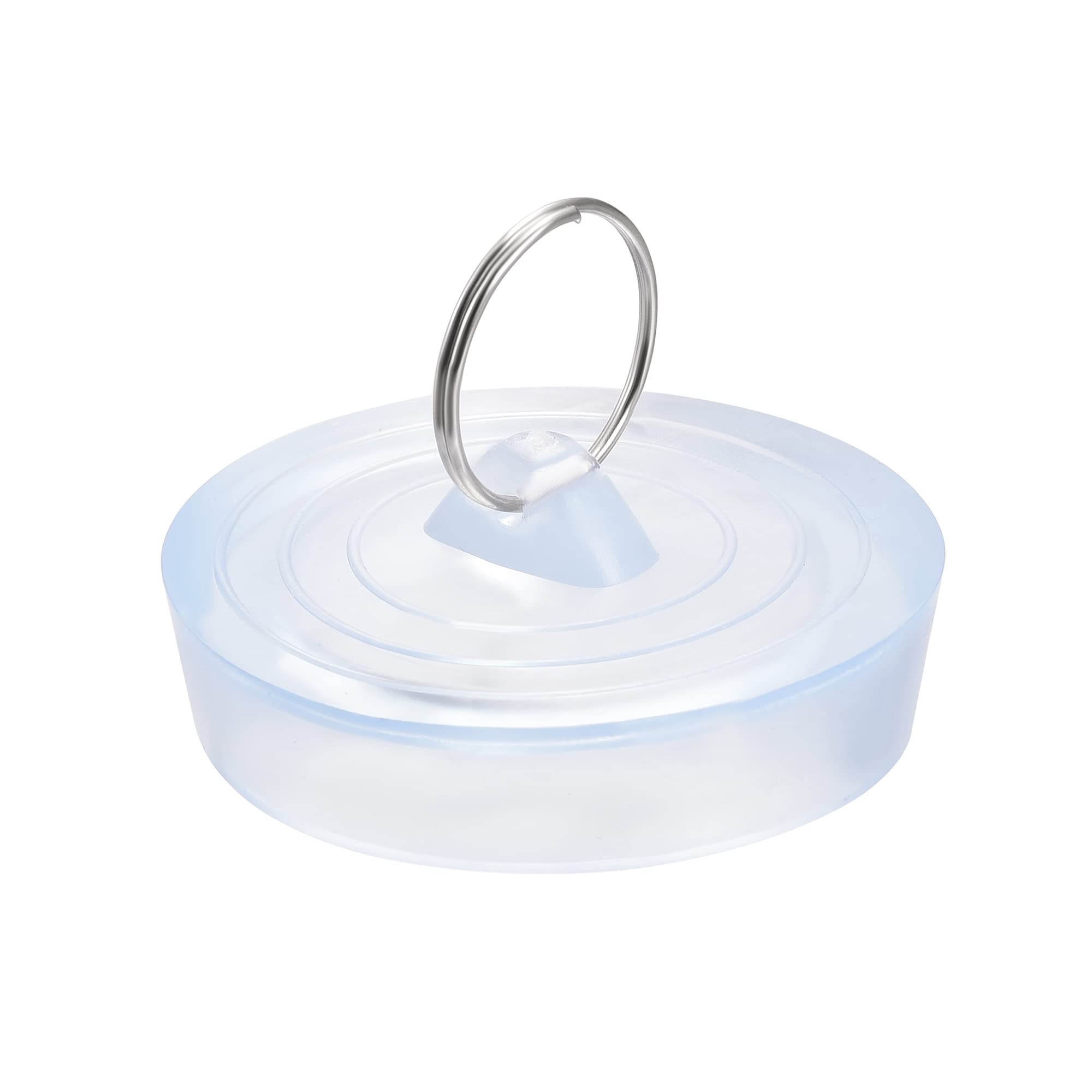 uxcell Rubber Sink Plug, Clear Drain Stopper Fit 2-1/8" to 2-3/16" Drain with Hanging Ring for Bathtub Kitchen and Bathroom