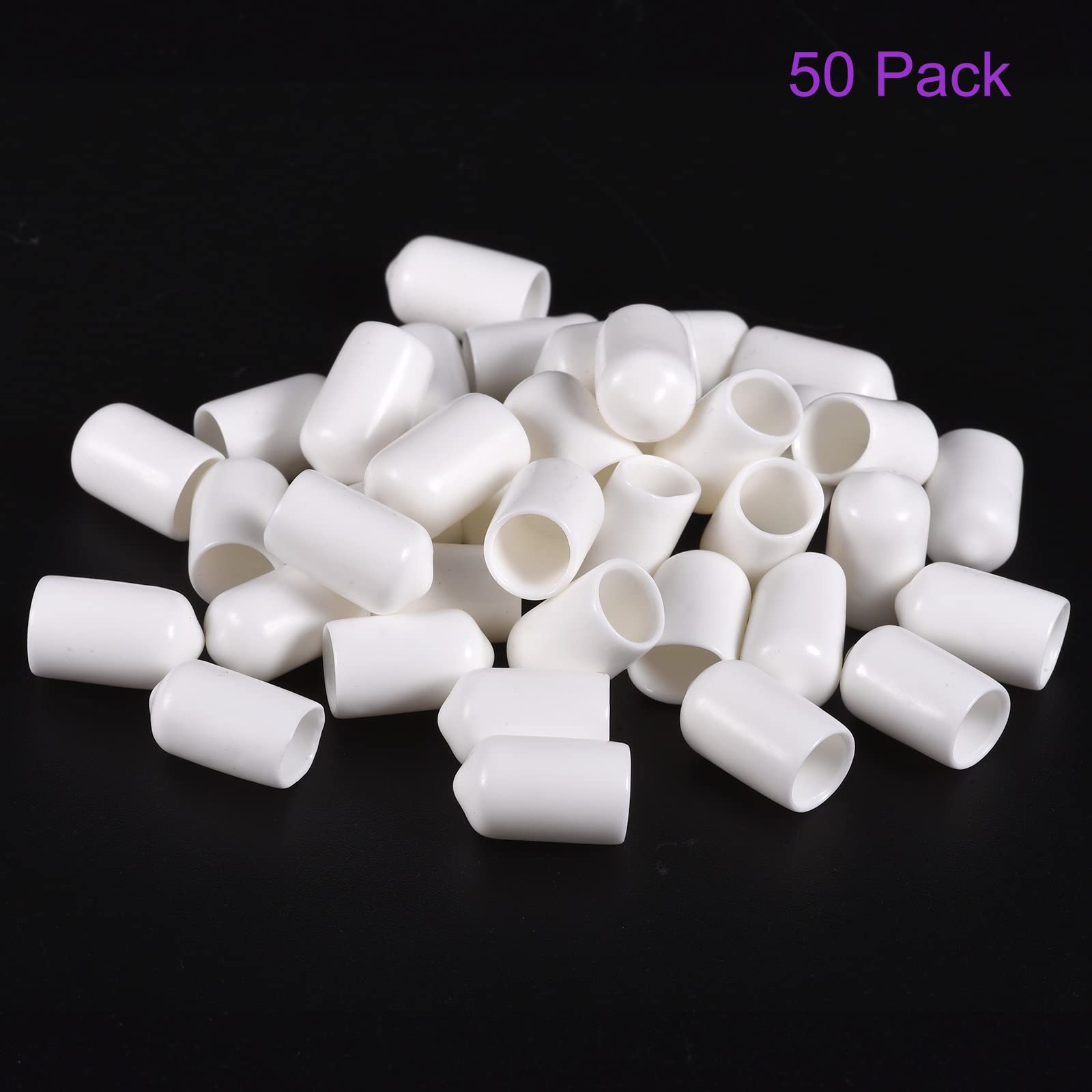 DMiotech 50 Pack 3/8" ID White Screw Thread Protectors Rubber End Caps Bolt Covers for Screw Bolt Furniture Pipe