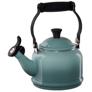 le creuset enamel on steel demi tea kettle, 1.25 quart, sea salt