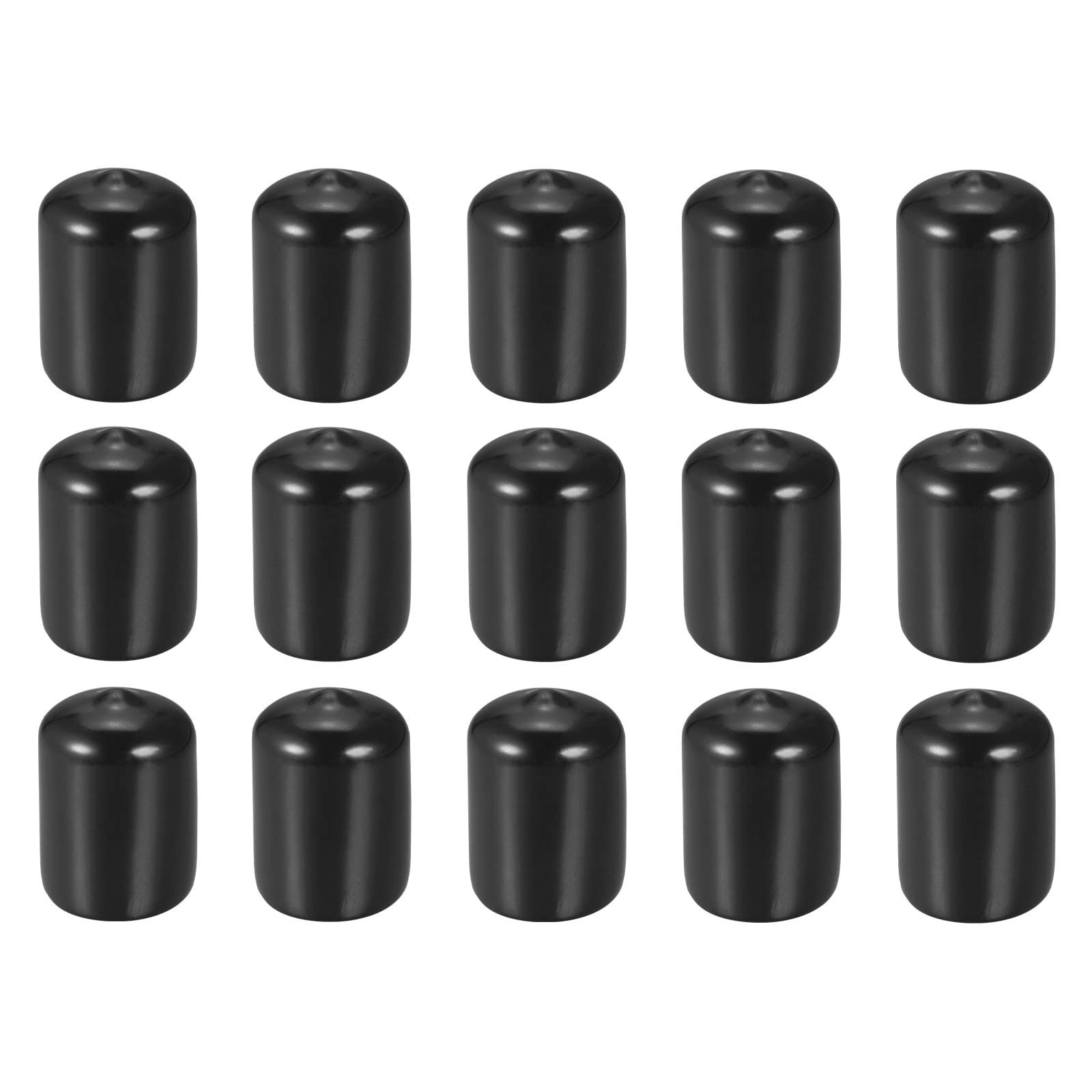 DMiotech 15 Pack 3/4" ID Black Screw Thread Protectors Rubber End Caps Bolt Covers for Screw Bolt Furniture Pipe