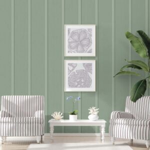 NextWall Faux Board and Batten Peel and Stick Wallpaper (Sage Green)