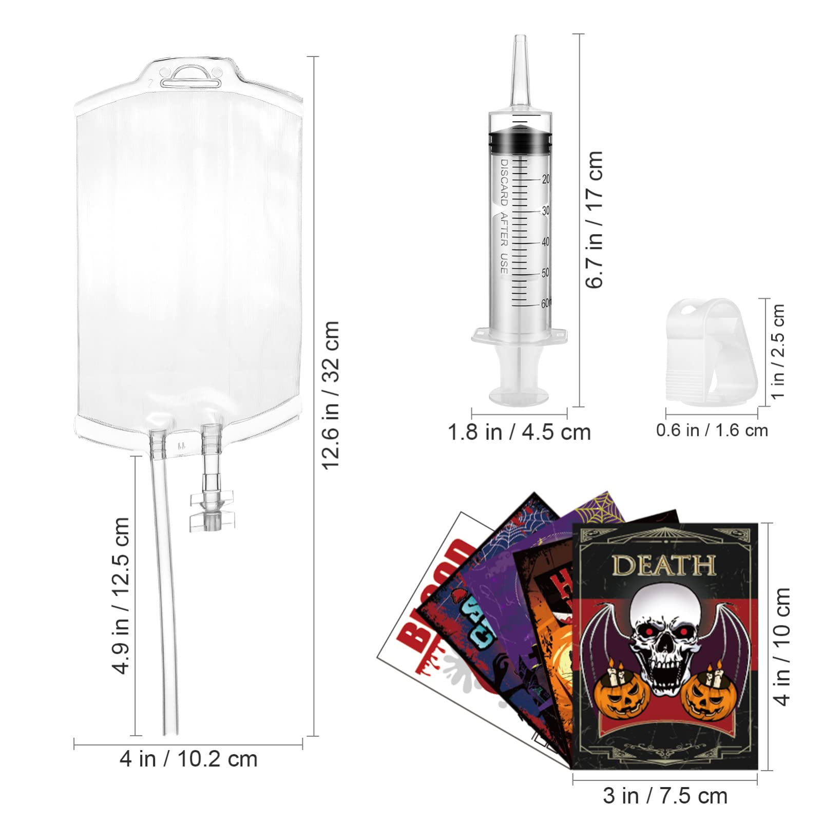 20Packs Halloween Blood Bag for Drinks: 5Design Reusable Drink Pouches Containers Shot and Clips Pouch Prop for Vampire Zombie Hospital Theme Party Supplies