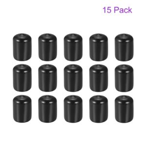 DMiotech 15 Pack 3/4" ID Black Screw Thread Protectors Rubber End Caps Bolt Covers for Screw Bolt Furniture Pipe