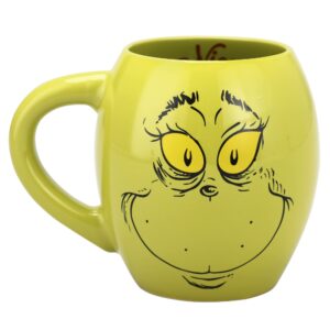 Bioworld Grinch Naughty And Nice 18 Oz Oval Sculpted Ceramic Mug