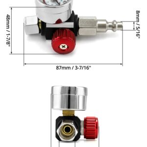 QWORK Air Pressure Regulator Kit, 1/4"-G Spray Paint Gun Air Adjusting Valve Regulator for Air Guns, Spray Guns and Air Tools, Airflow Regulator with Gauge and Adapter