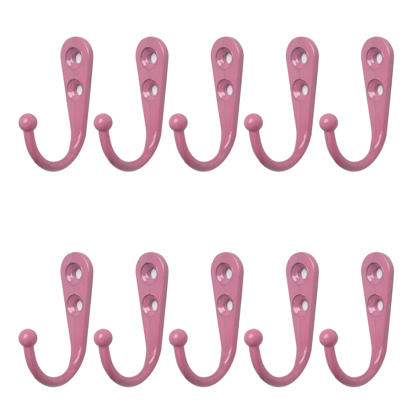 MY MIRONEY 10 Pack Pink Coat Hooks 1.73" x 0.51" Zinc Alloy Wall Mounted Hanger Hook Hardware Wall Hooks for Hanging Coat, Towel, Key, Hat, Cap, Cup