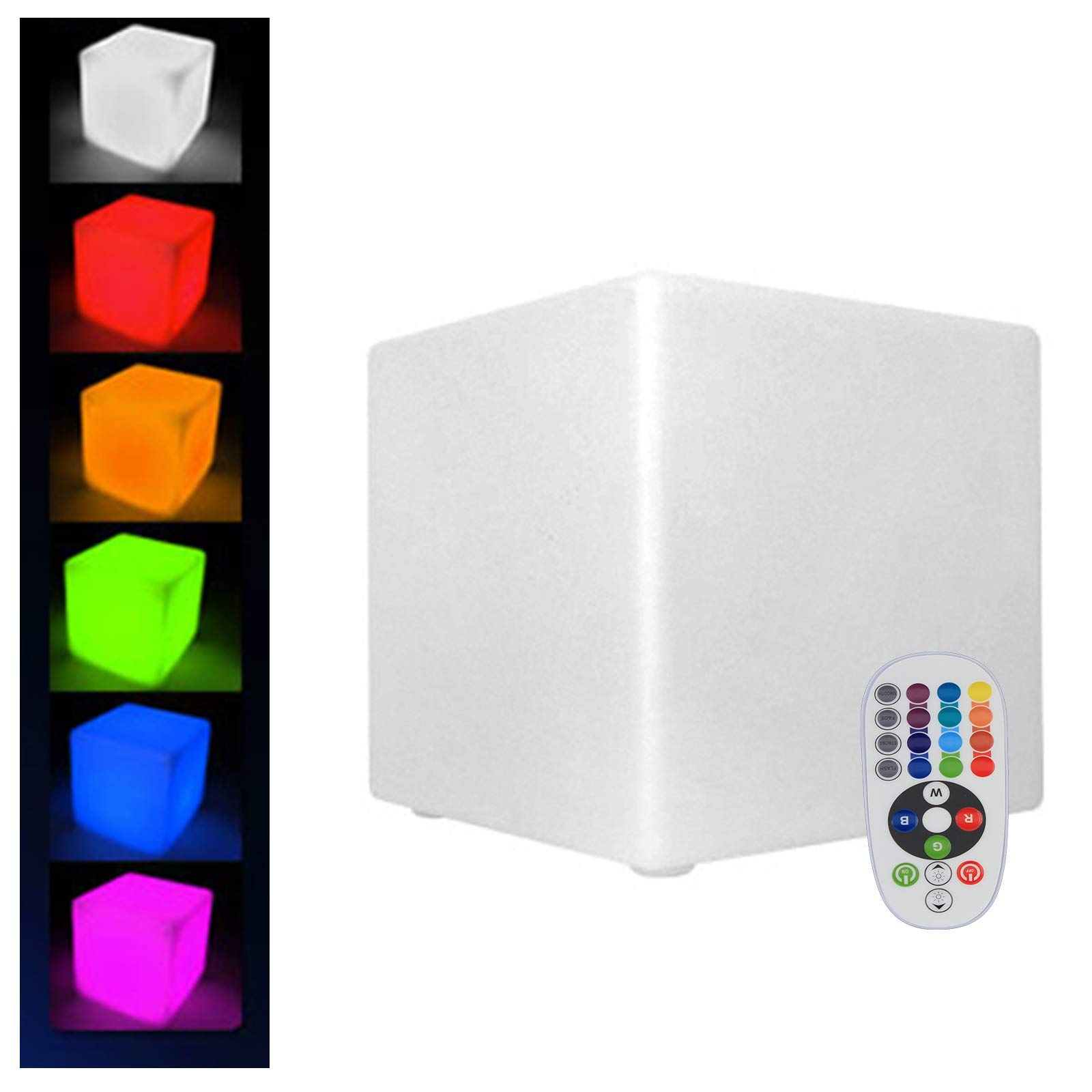 LED Square Cube Chair 16 RGB Color Changing Light Up Rechargeable Module with Remote Waterproof Glow Table Outdoor Patio PartyCube Stool Seat Atmosphere Lamp (Charge 17.1 inch Cube)