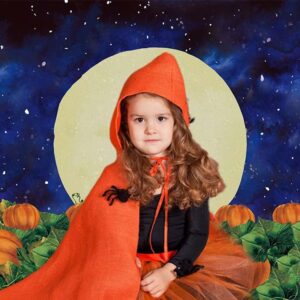 8x6ft Halloween Pumpkin Field Photography Backdrop Starry Sky Night Moon Halloween Background for Kids Baby Shower Birthday Party Autumn Banner Photo Booth, 8x6ft(240x180cm)