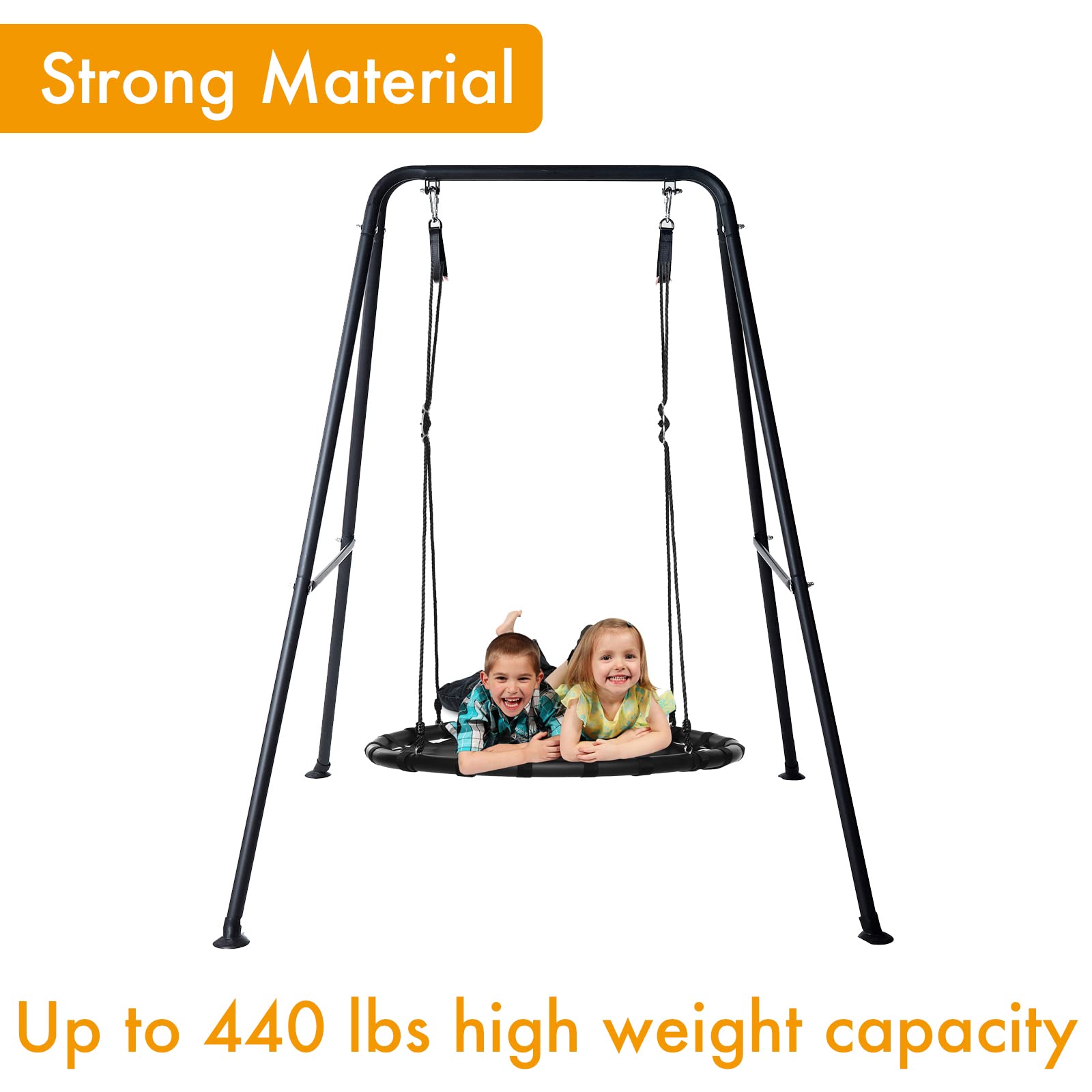 Hi-Na Metal Frame Full Steel Swing Stand, Hold up to 440 lbs, Outdoor or Indoor Hanging Swing Stand only, Swings not Included Black