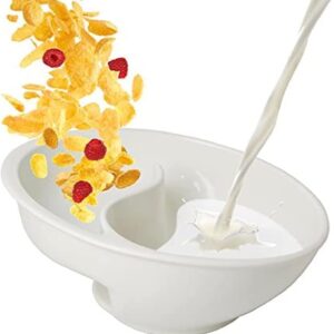 3.94"x7.09"Never Soggy Cereal Bowl Separated Anti Soggy Crunch Snack and Dip Bowls Plastic Cereal Bowl Divided Milk for Snack Milk Topping Yogurt & Berries Fries Ketchup…