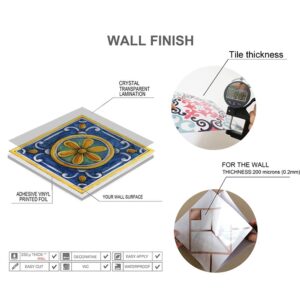 25 PCS Moroccan Style Tile Sticker, 4x4 Inch(10x10cm) Traditional DIY Murals, Tile Waterproof Oil Proof Removable Decals for Bathroom & Kitchen Backsplash (DS-01)