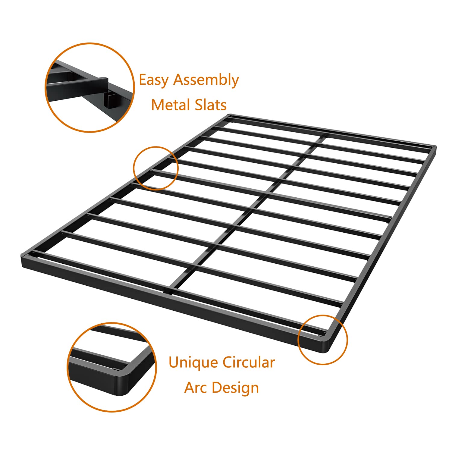 ZIYOO Box Spring Queen Only 2 Inch Low Profile Bunkie Board Bed Slat Replacement/Sturdy Metal Structure/Low Mattress Foundation/Simple Assembly/Easy Clean (Not Included Cover Set)