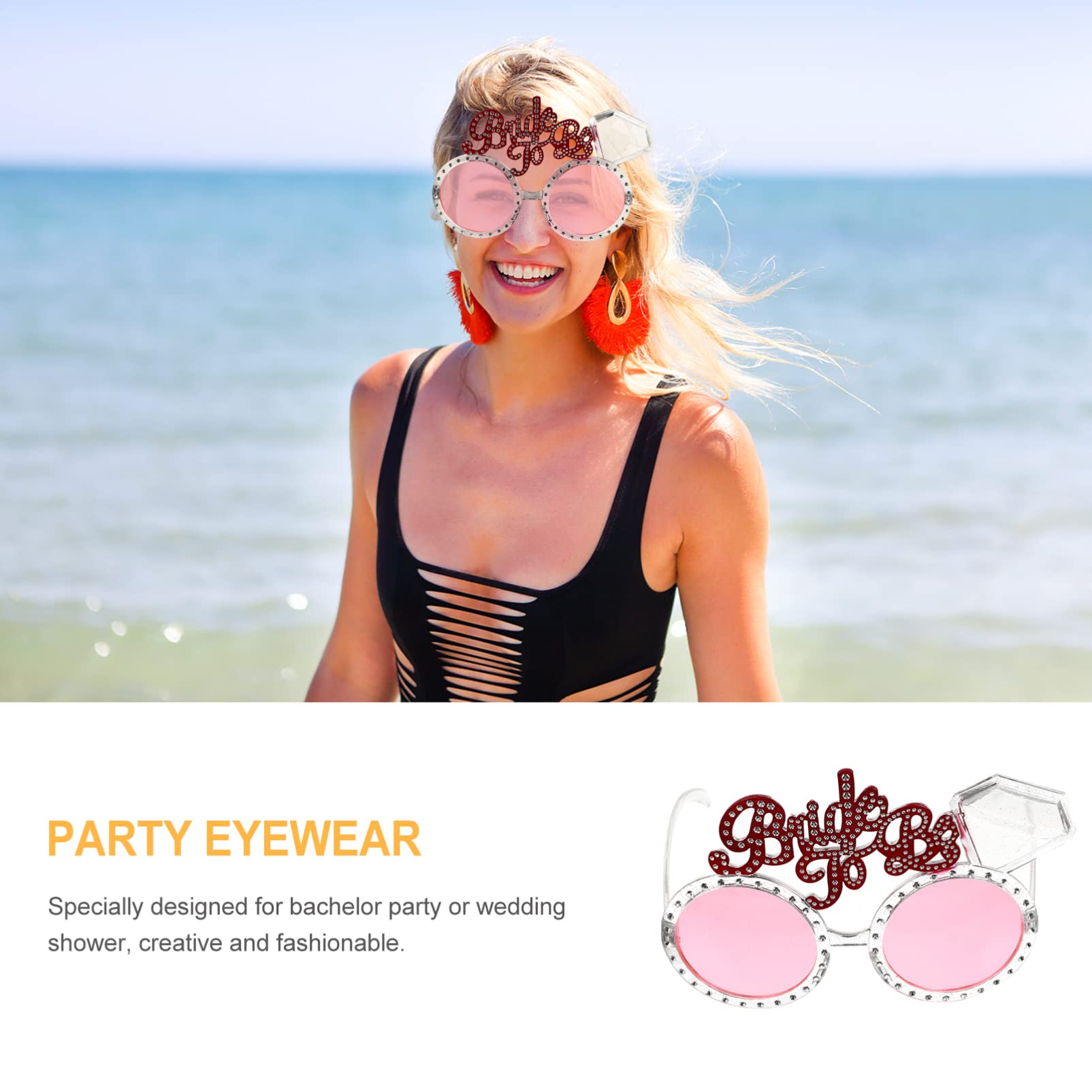 Toyvian 2pcs Bachelorette Glasses Groom and Bride Sunglasses Wedding Shower Decorations Bachelor Party Eyeglasses Bride Sunglasses Bachelorette Party Favors, Bridal Shower Supplies