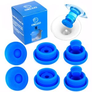 5 gallon water jug cap reusable - non-spill 55mm water bottle caps,silicone replacement cap lids anti splash 6 pack