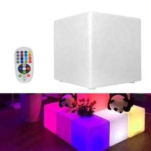 LED Square Cube Chair 16 RGB Color Changing Light Up Rechargeable Module with Remote Waterproof Glow Table Outdoor Patio PartyCube Stool Seat Atmosphere Lamp (Charge 17.1 inch Cube)