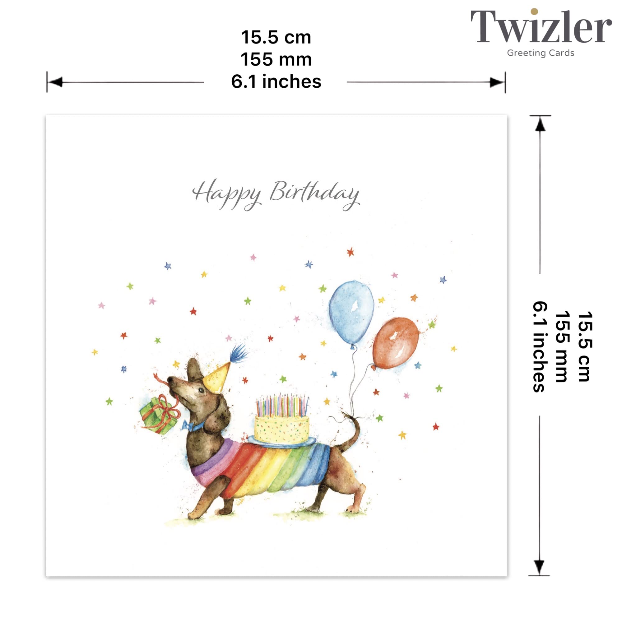 Twizler Birthday Card Sausage Dog - Happy Birthday Card for Men or Women - Birthday Card for Him or Her - Birthday Card from the Dog