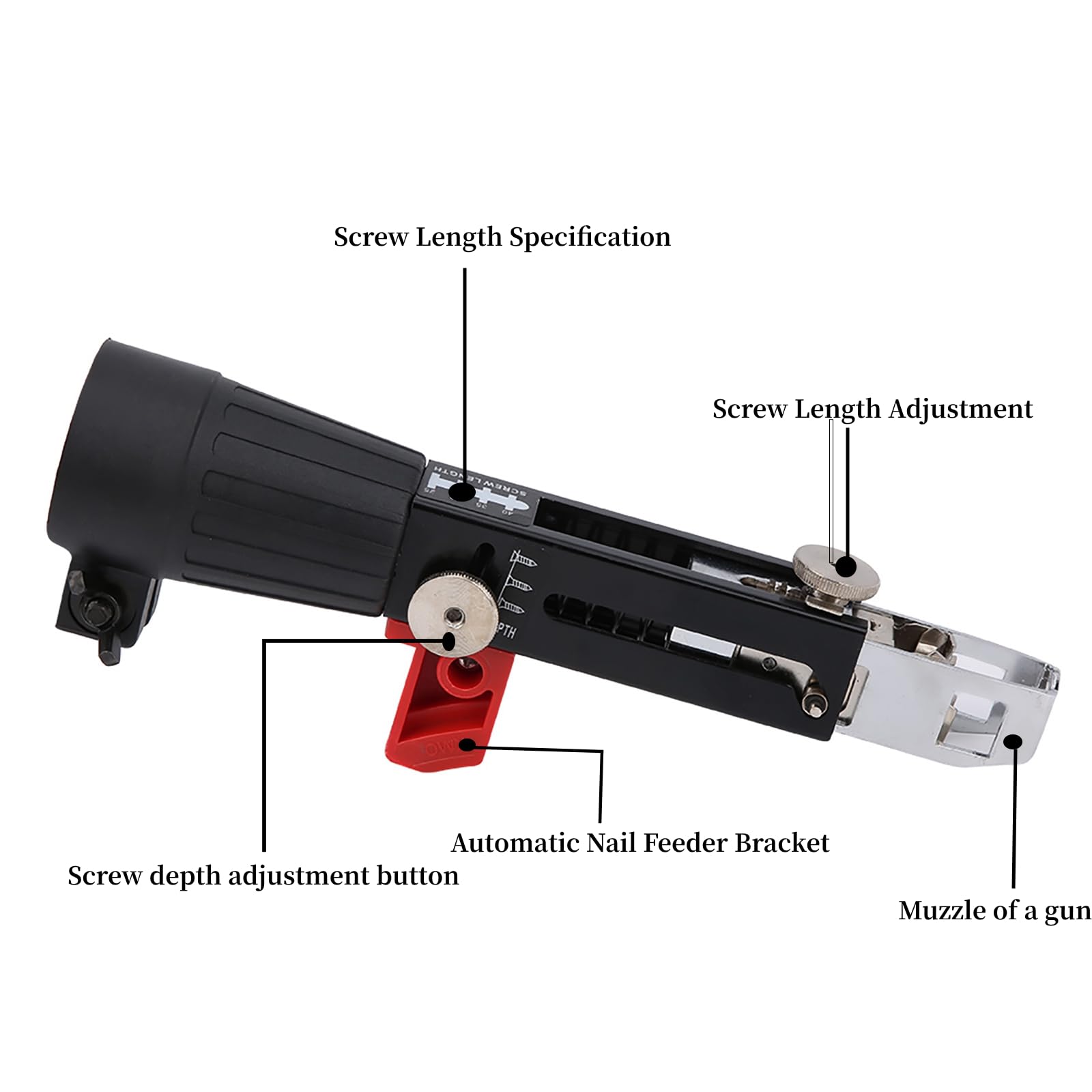 Auto Feed Screw Guns, Collated Screw Guns Chain Nail Guns Adapter Automatic Electric Drill Screw Tightening Equipment Installed on Electric Drill for Gypsum Board/Partition Wall/Wood Board/Ceiling