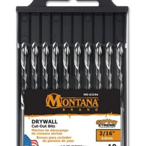 Montana Brands MB-63194 Drywall Cut Out Drill Bits, 3/16", 10 Pack