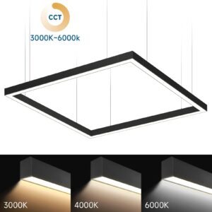 Barrina LED Linear Light Set with Remote, 5FT x 5FT Square Office Light Fixture, 3CCT Seamless Connection, 4FT Light & L-Shape Connector, 5568 Series