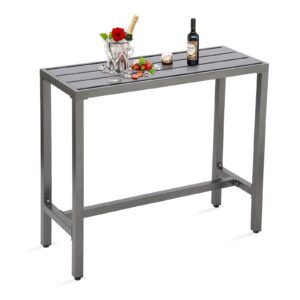 onlyctr outdoor bar table, patio counter height bar table, 40" rectangle bar table for patio, garden, yard, balcony, poolside (gray)