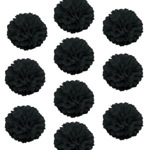 10pcs 12inch paper pom poms tissue paper flower art craft diy hanging flower for party wedding baby shower nursey wall decoration (12inch, black)