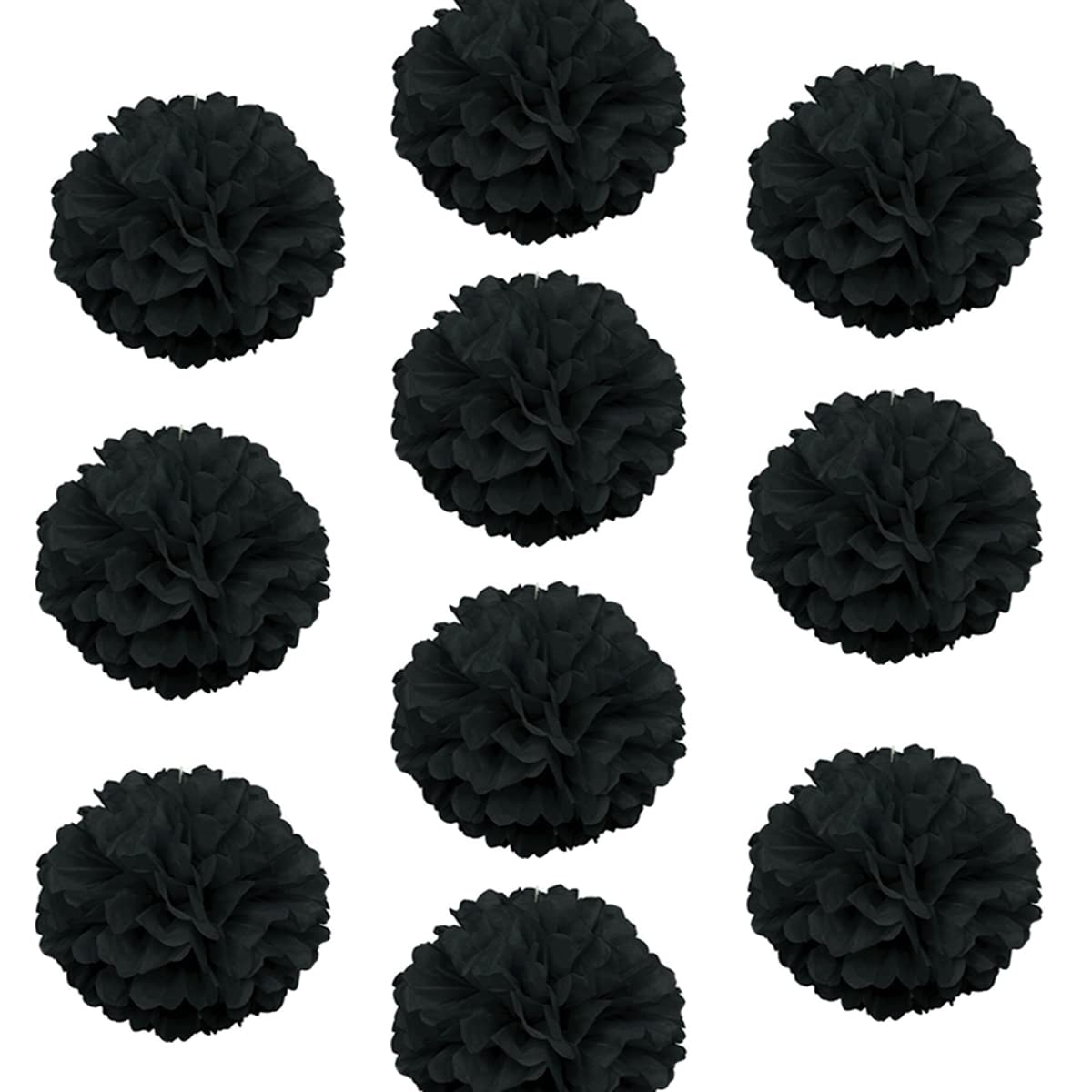 10pcs 12inch Paper Pom Poms Tissue Paper Flower Art Craft DIY Hanging Flower for Party Wedding Baby Shower Nursey Wall Decoration (12inch, Black)