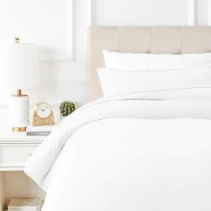 texas linen co. 100% egyptian cotton duvet cover queen size, 600 thread count 3 pc duvet cover, extra long staple egyptian cotton quilt cover, soft, breathable with hidden zipper closure - white