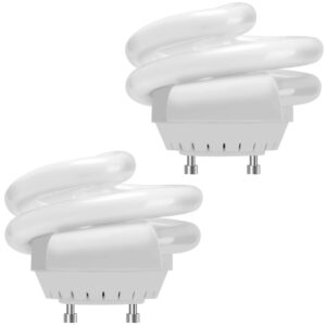 ohlectric 2 pack - mini spiral t3 compact fluorescent light bulbs - twist and lock gu24 base light bulb - 120v - 13w - 800l - two pin fluorescent bulbs - 2700k - warm white