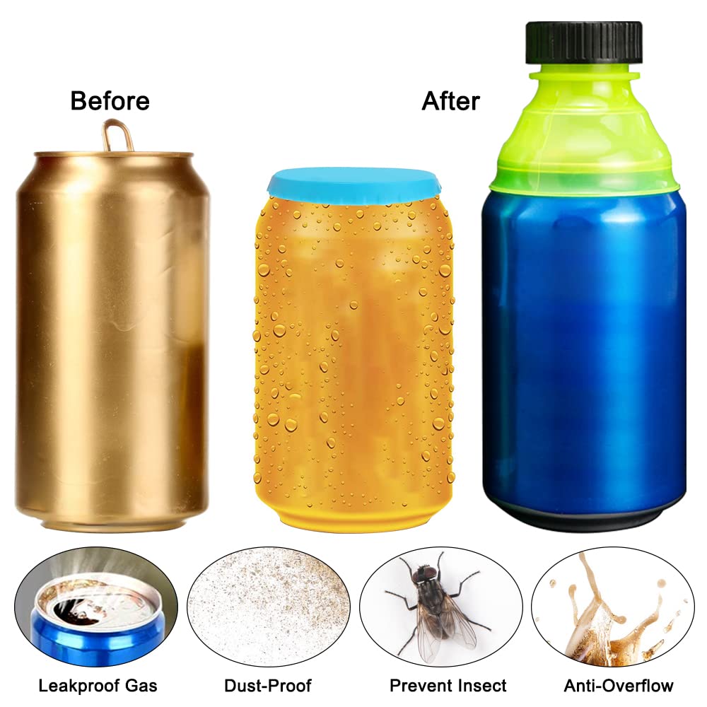 6 Pcs Can Covers for Drinks Cans, FineGood Reusable Soda Can Lids Anti-Dust Silicone Can Caps Can Bottle Top Lids for Beer Juice Energy Drinks