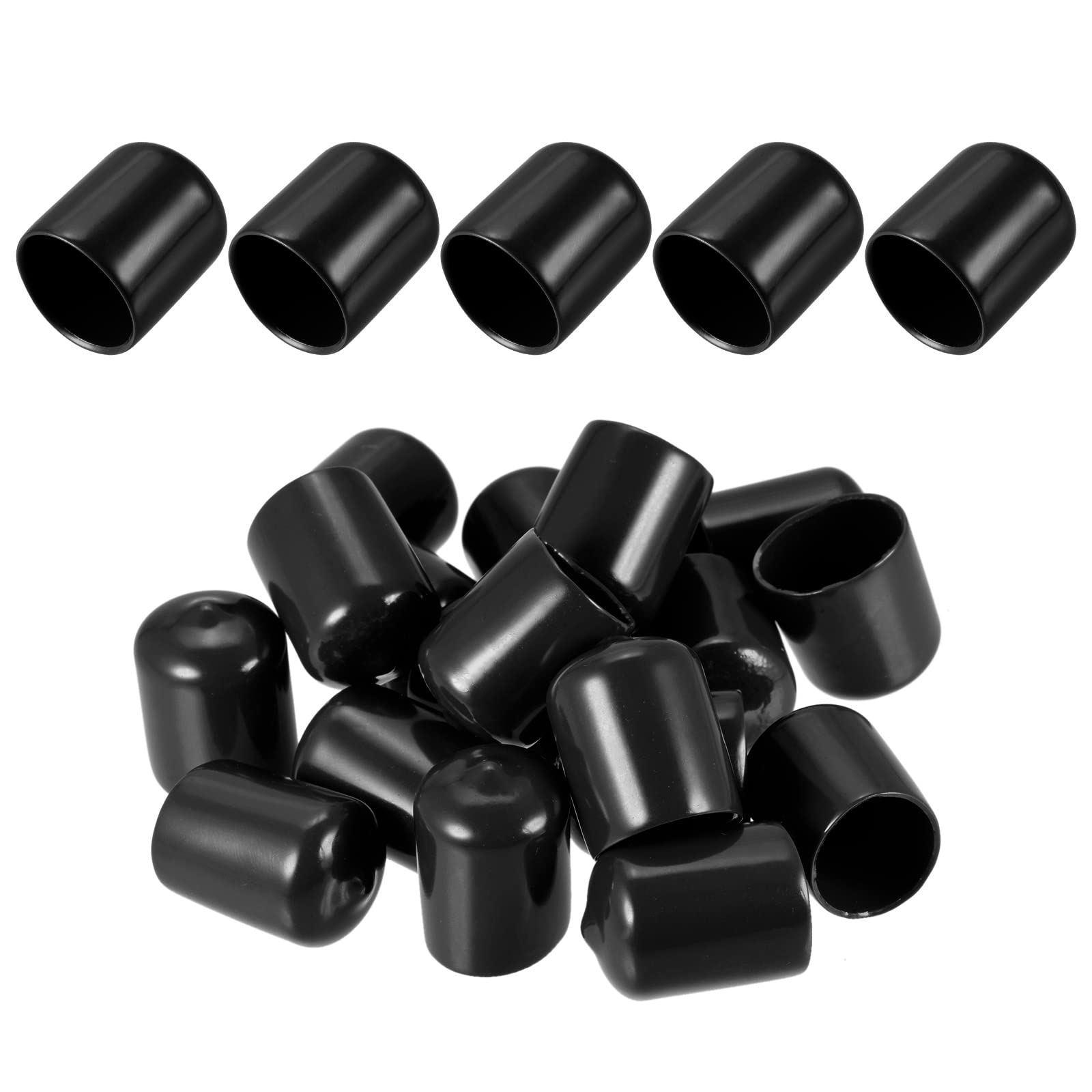 DMiotech 25 Pack 3/4" ID Black Screw Thread Protectors Rubber End Caps Bolt Covers for Screw Bolt Furniture Pipe