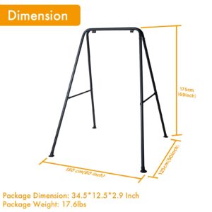 Hi-Na Metal Frame Full Steel Swing Stand, Hold up to 440 lbs, Outdoor or Indoor Hanging Swing Stand only, Swings not Included Black